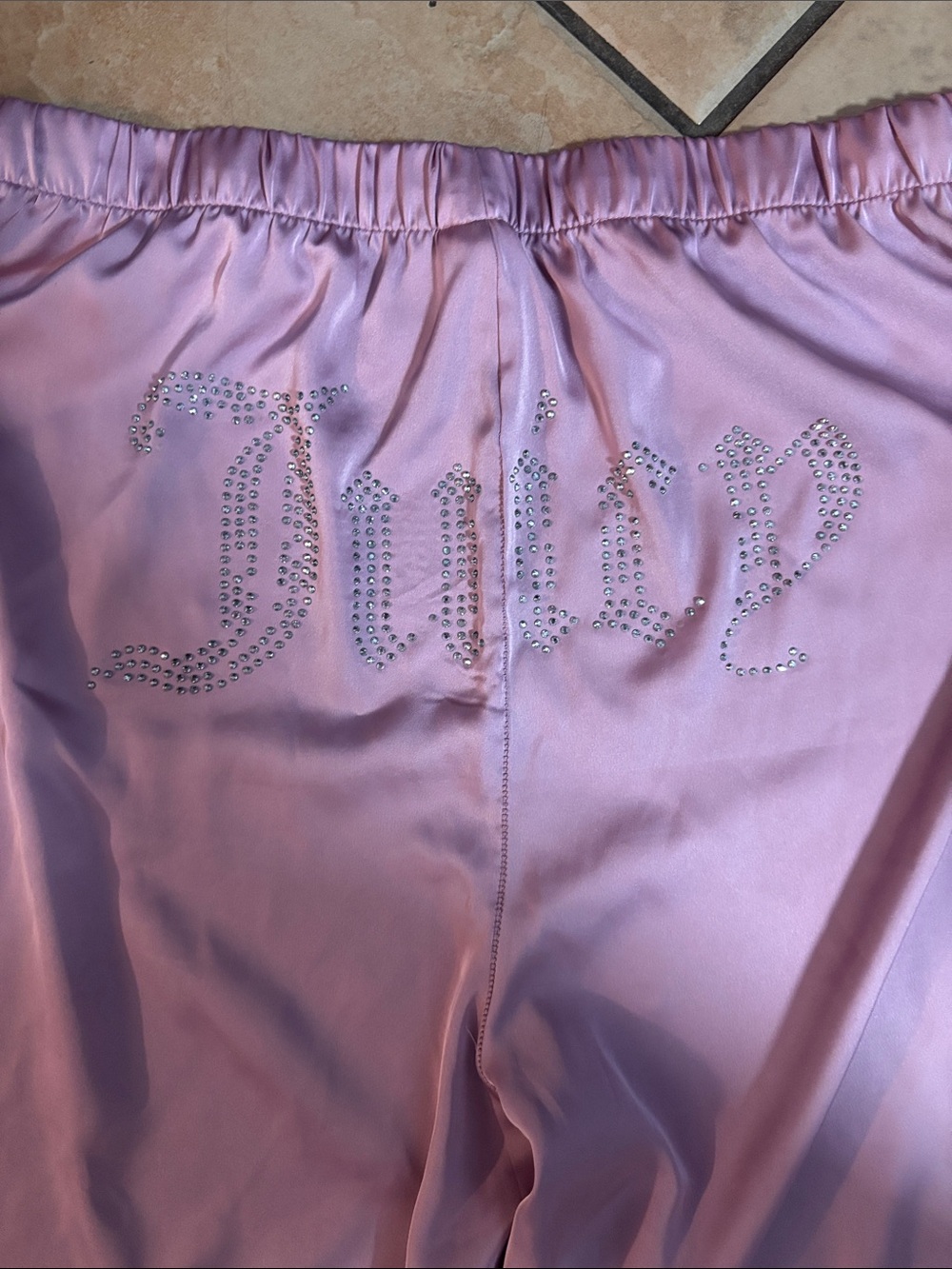 Juicy Couture Lavender Satin Pajama Shorts with Crystal Logo